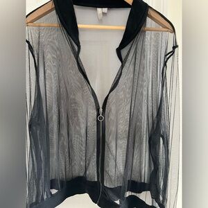 ASOS Sheer Black Zip-Up Top